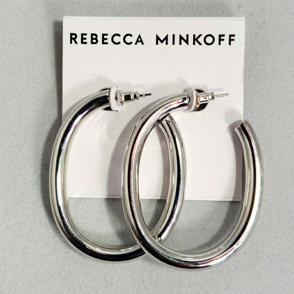 Rebecca minkoff 2 pr of  gold and  silver hoop ear - Picture 2 of 4